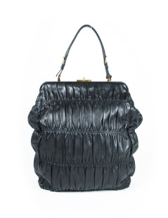 PRADA pleated black leather bag