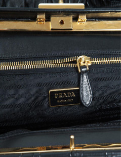 PRADA pleated black leather bag