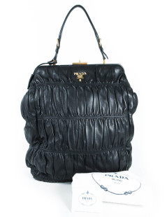 PRADA pleated black leather bag