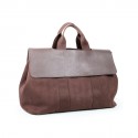 Sac Valparaiso HERMES toile et cuir marron