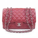 CHANEL red caviar leather jumbo bag