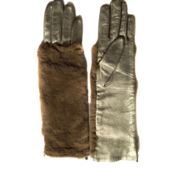 Gants MAISON FABRE en orylag et cuir doré