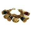 CHANEL 80' Vintage bracelet in gilded metal and molten glass