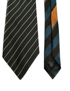 Tie DRIES VAN NOTEN silk black and ivory stripes