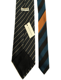 Tie DRIES VAN NOTEN silk black and ivory stripes