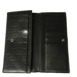 Portefeuille GUCCI à rabat en cuir noir monogram