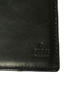 Portefeuille GUCCI à rabat en cuir noir monogram