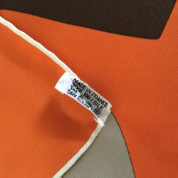 Carré HERMES "En duo" en soie orange