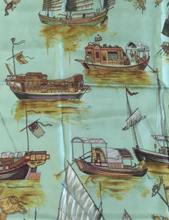 Hermès "Junks and Sampans" in green silk