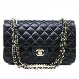 Quilted CHANEL timeless black lambskin bag