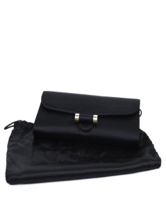 YVES SAINT LAURENT silk satin black pouch