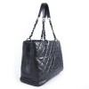 CHANEL metallic grey grained calf tote bag