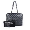 CHANEL metallic grey grained calf tote bag