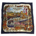 Square HERMES "Great procession in Moscow" in blue silk