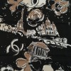 Foulard CHANEL "Paris" en soie beige et noir