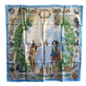 Square "Samuel Champlain, the Canada" HERMES silk sky blue