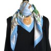 Square "Samuel Champlain, the Canada" HERMES silk sky blue