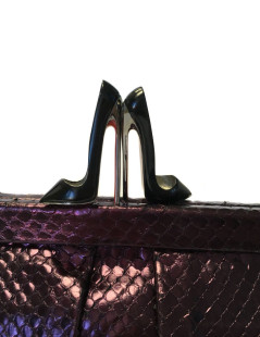 LOUBOUTIN clutch in plum python mini