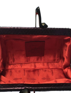 LOUBOUTIN clutch in plum python mini