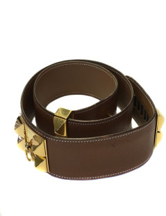 Ceinture T 78/79 HERMES Médor cuir courchevel gold 