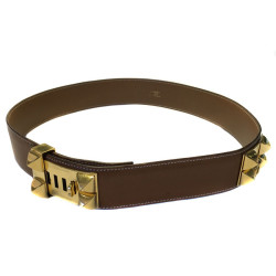 Ceinture T 78/79 HERMES Médor cuir courchevel gold 