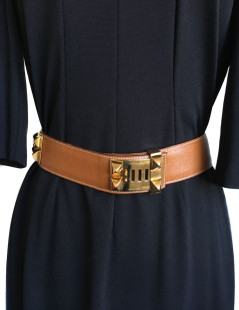 Ceinture T 78/79 HERMES Médor cuir courchevel gold 