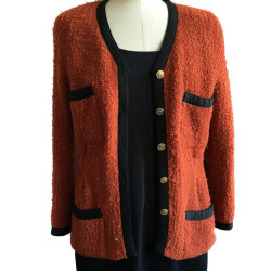 CHANEL T38 red tweed jacket