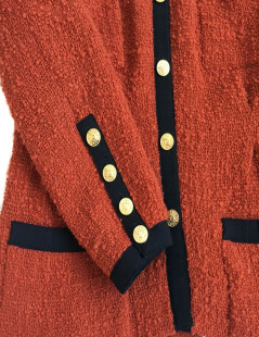 CHANEL T38 red tweed jacket