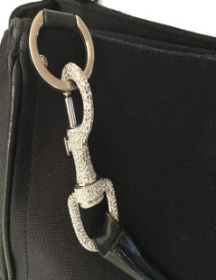 DIOR bag in Black canvas and carabiner rhinestones