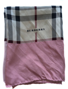 BURBERRY pattern tartan silk scarf on board rose