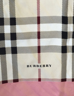 BURBERRY pattern tartan silk scarf on board rose