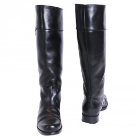 LOUIS VUITTON t 38.5 boots black smooth leather