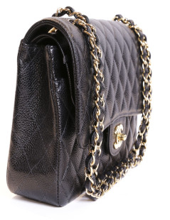 Timeless CHANEL black caviar leather bag