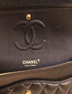 Sac timeless CHANEL cuir caviar noir