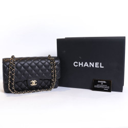 Sac timeless CHANEL cuir caviar noir