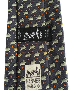 HERMÈS tie in blue, green and orange scarf