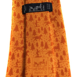 Cravate HERMES en twill de soie orange