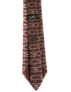 HERMÈS tie in bordeaux, gray and cream scarf