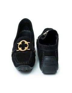 LOUIS VUITTON T 37 Black Suede moccasins