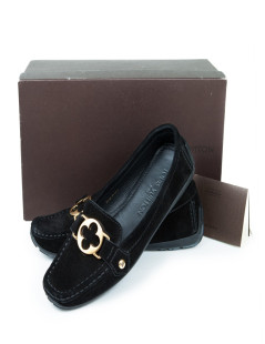 LOUIS VUITTON T 37 Black Suede moccasins