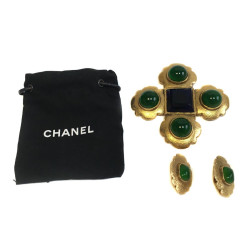 Parure CHANEL broche et boucles d'oreille Vintage