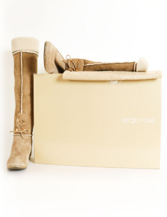 Bottes SERGIO ROSSI T 38,5 en daim naturel