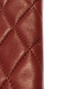 CHANEL Burgundy quilted leather pouch