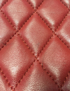 CHANEL Burgundy quilted leather pouch