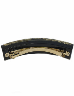 Barrette CHANEL noire et chaines dorées