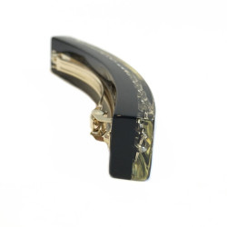 Barrette CHANEL noire et chaines dorées