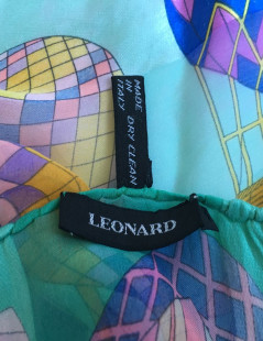 LEONARD green silk scarf