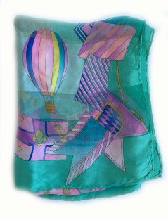 LEONARD green silk scarf