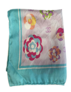 Sky blue silk scarf CHANEL