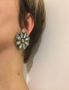 LANVIN clips in silver metal and rhinestone earrings